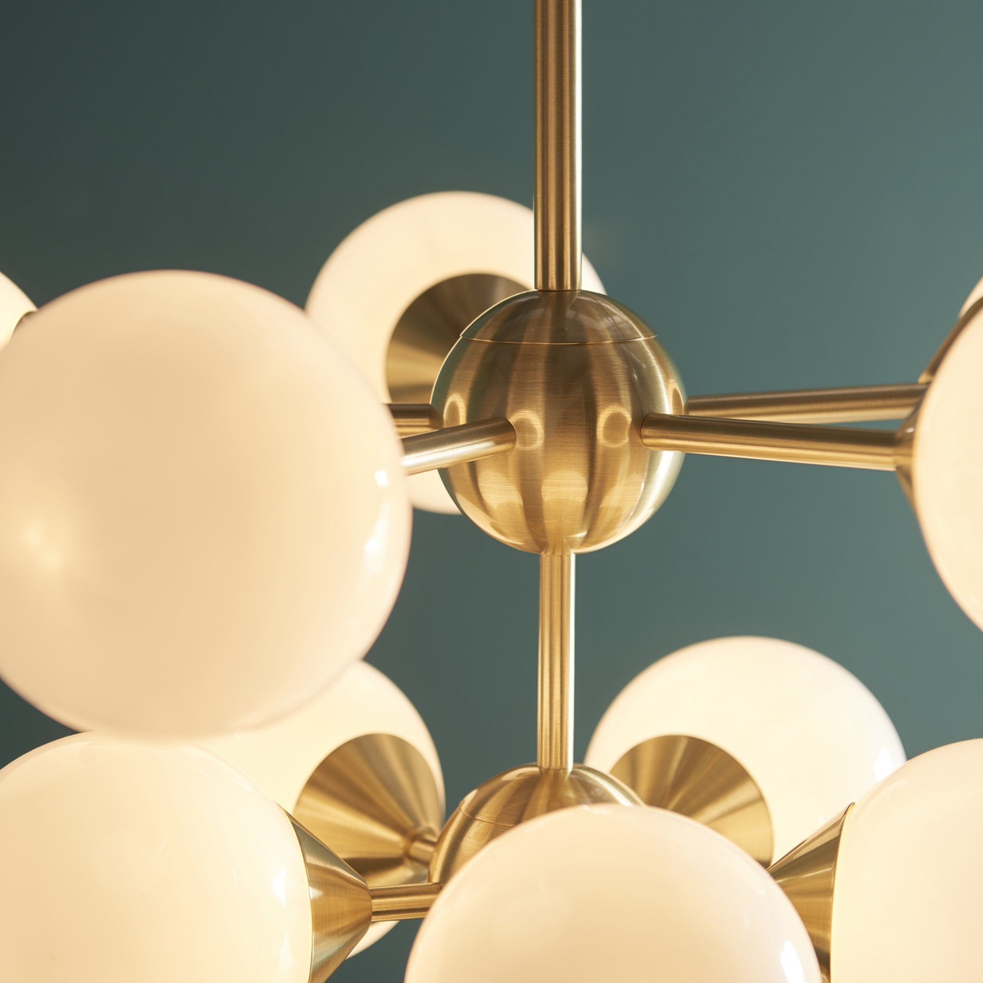 76500 Oscar 11 Light Pendant Brass White