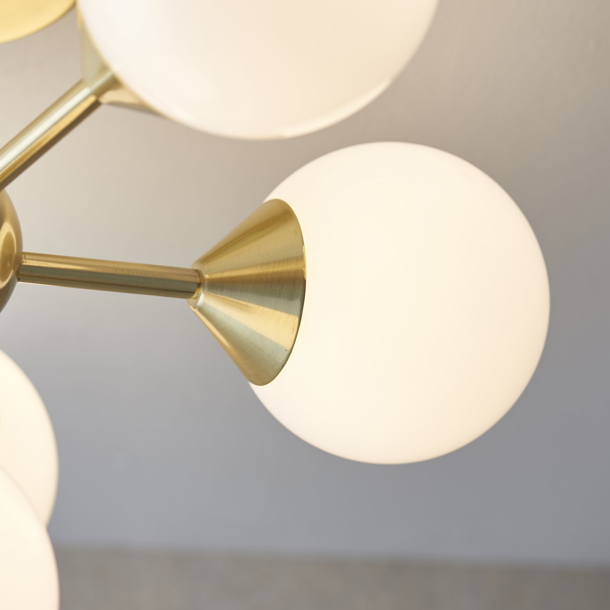 76501 Oscar 6 Light Semi Flush Ceiling Light Brass White