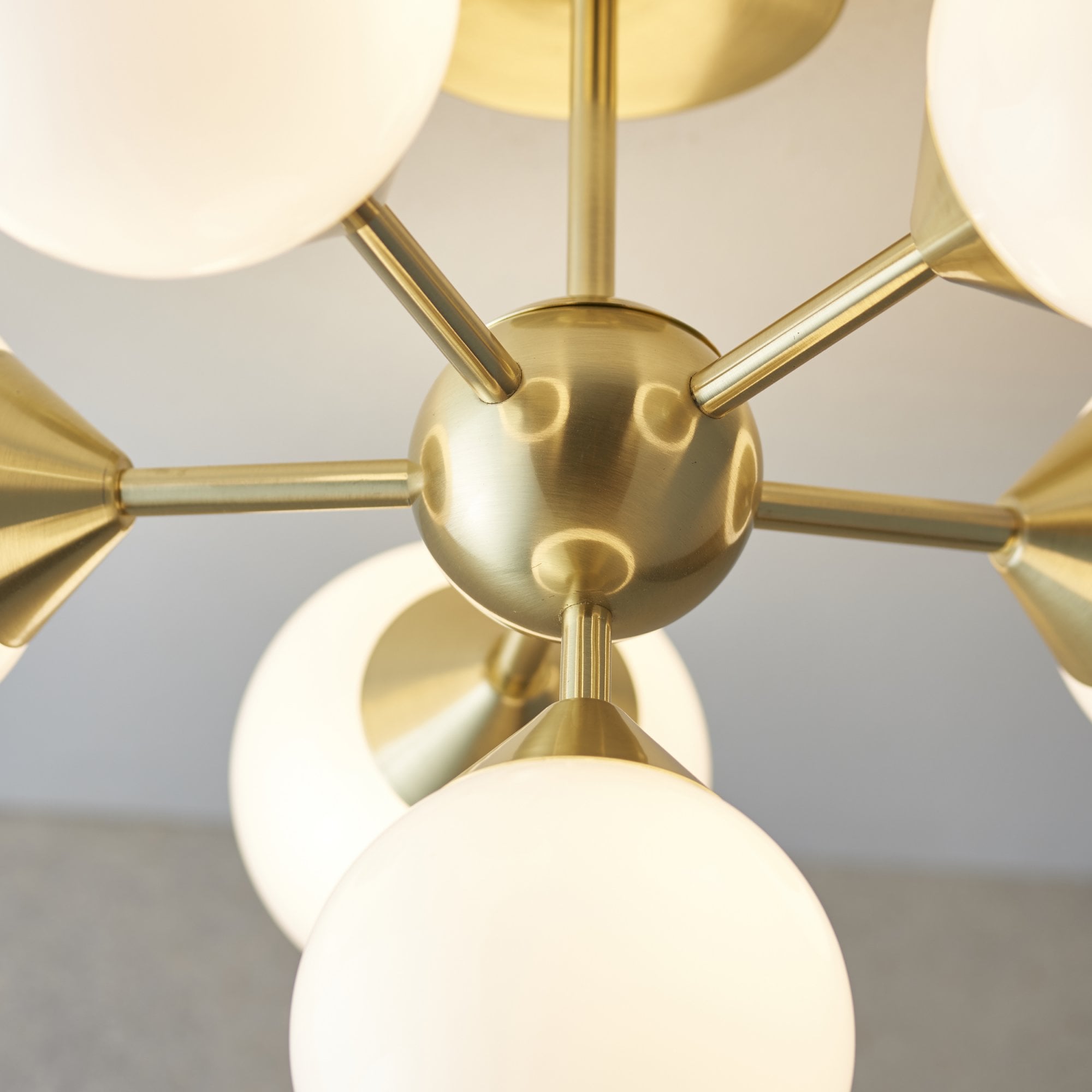 76501 Oscar 6 Light Semi Flush Ceiling Light Brass White
