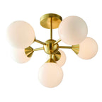 76501 Oscar 6 Light Semi Flush Ceiling Light Brass White