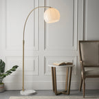 76613 Otto 1 Light Floor Lamp Brass White Opal