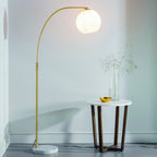 76613 Otto 1 Light Floor Lamp Brass White Opal