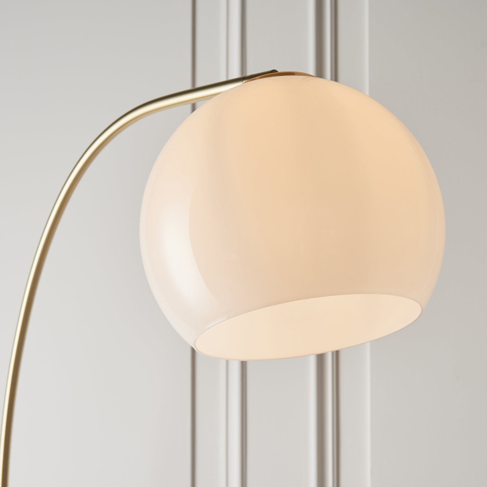 76613 Otto 1 Light Floor Lamp Brass White Opal