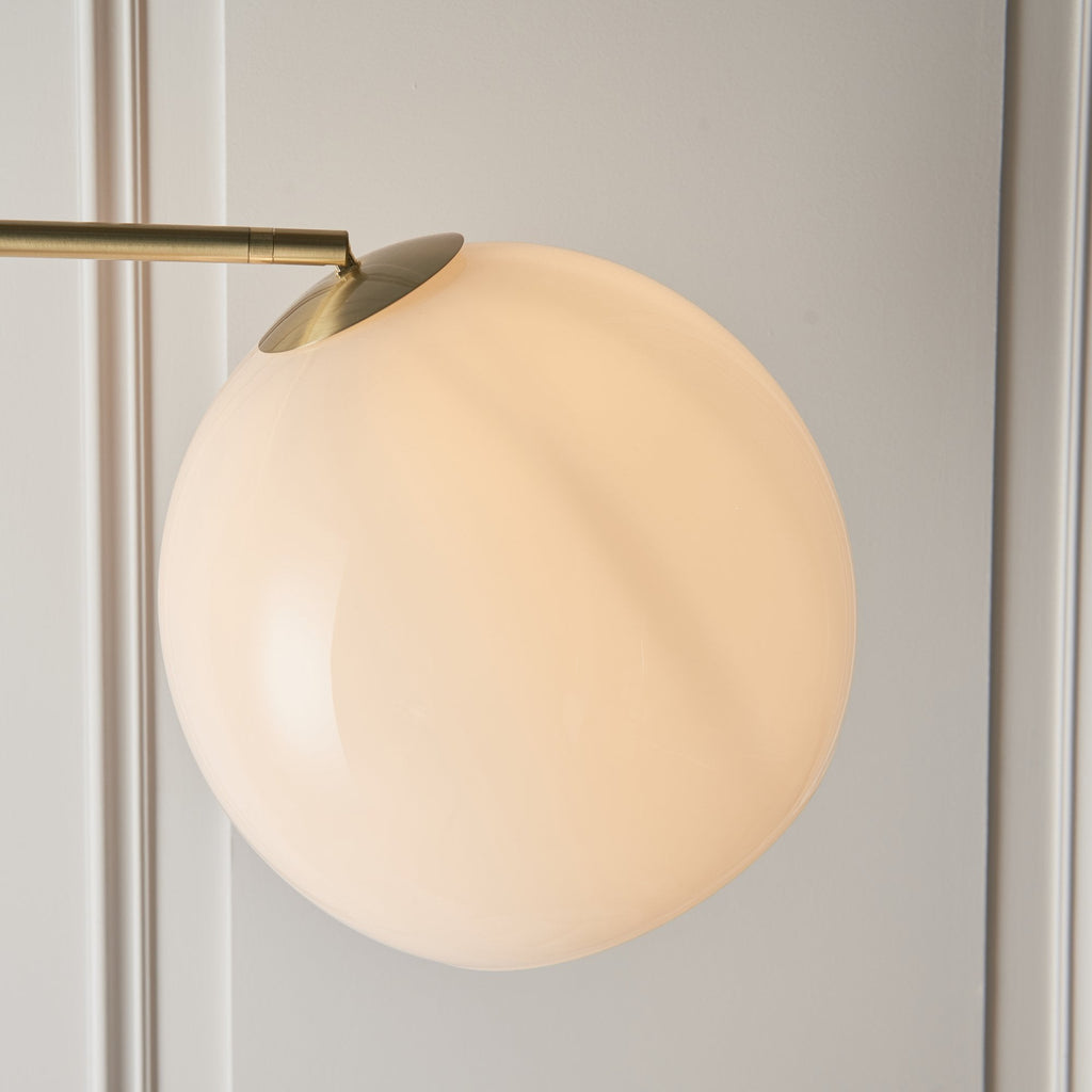76613 Otto 1 Light Floor Lamp Brass White Opal