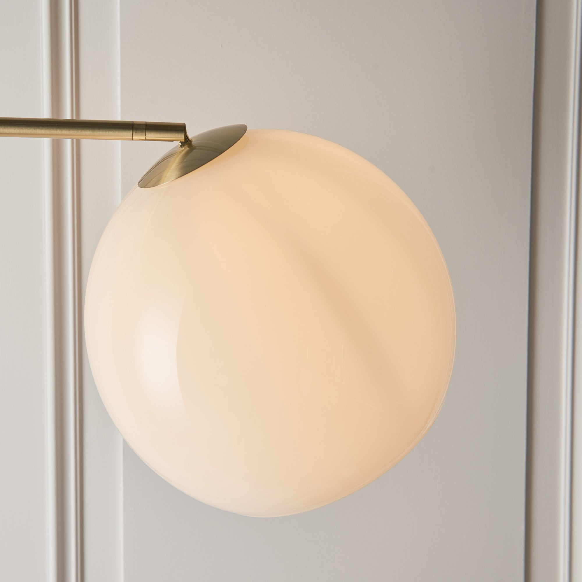 76613 Otto 1 Light Floor Lamp Brass White Opal