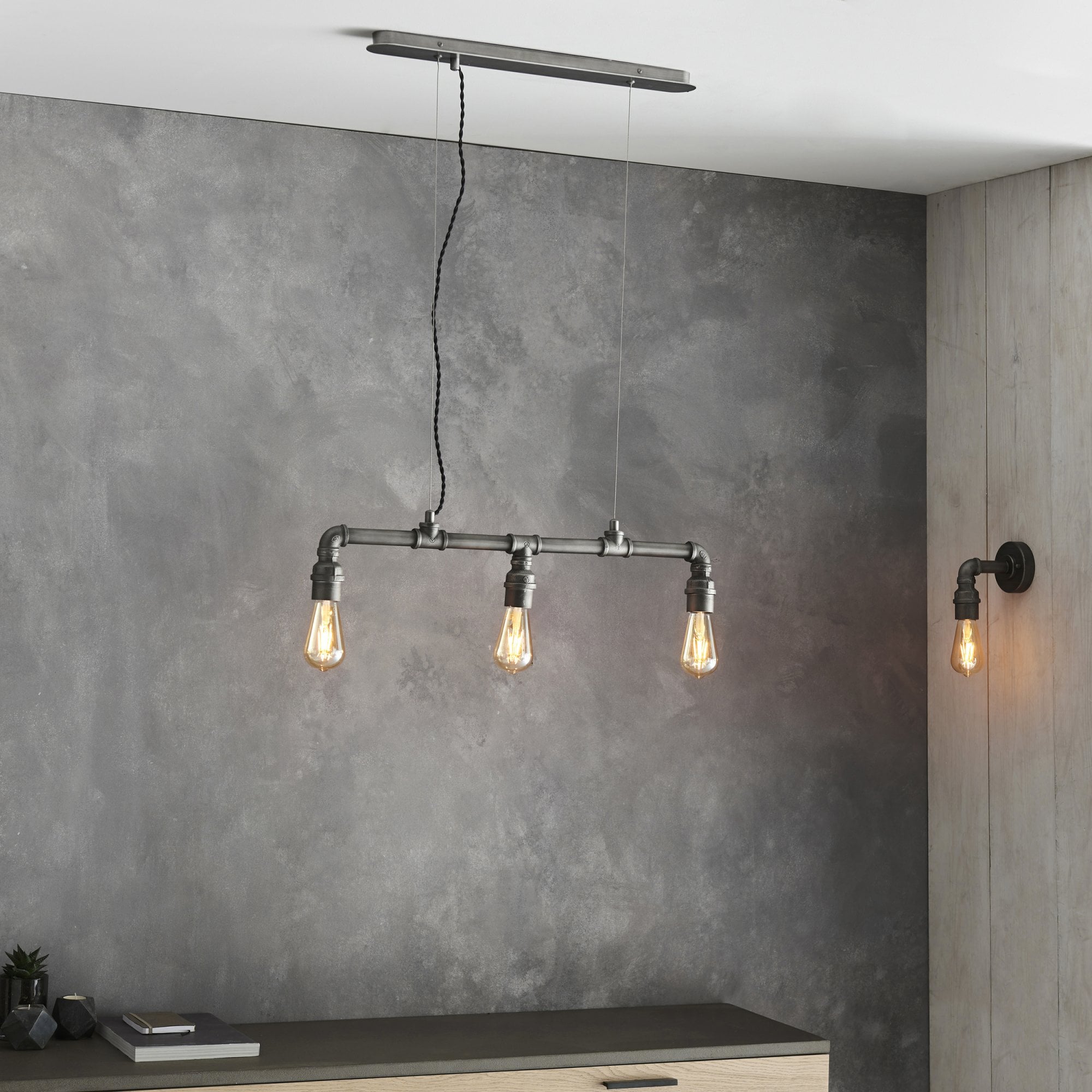 78765 Pipe 1 Light Wall Light Pewter