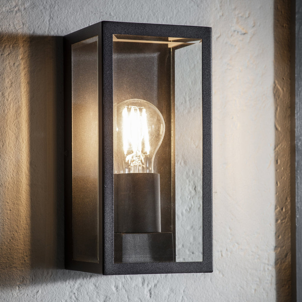 80600 Oxford 1 Light Outdoor Wall Light Black Clear