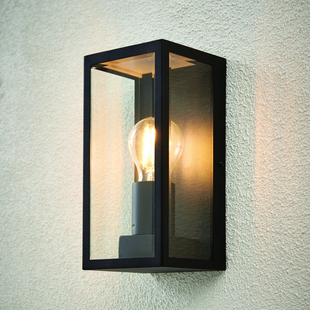 80600 Oxford 1 Light Outdoor Wall Light Black Clear