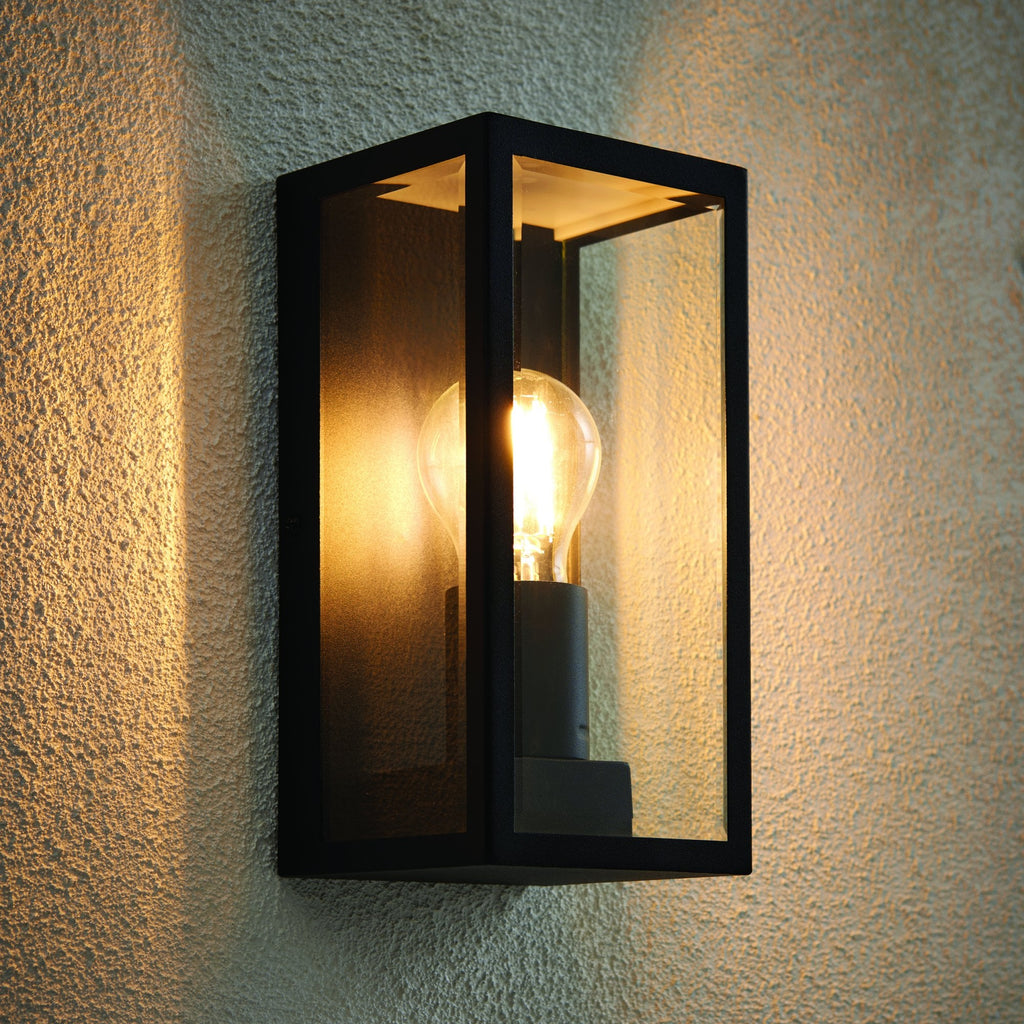 80600 Oxford 1 Light Outdoor Wall Light Black Clear