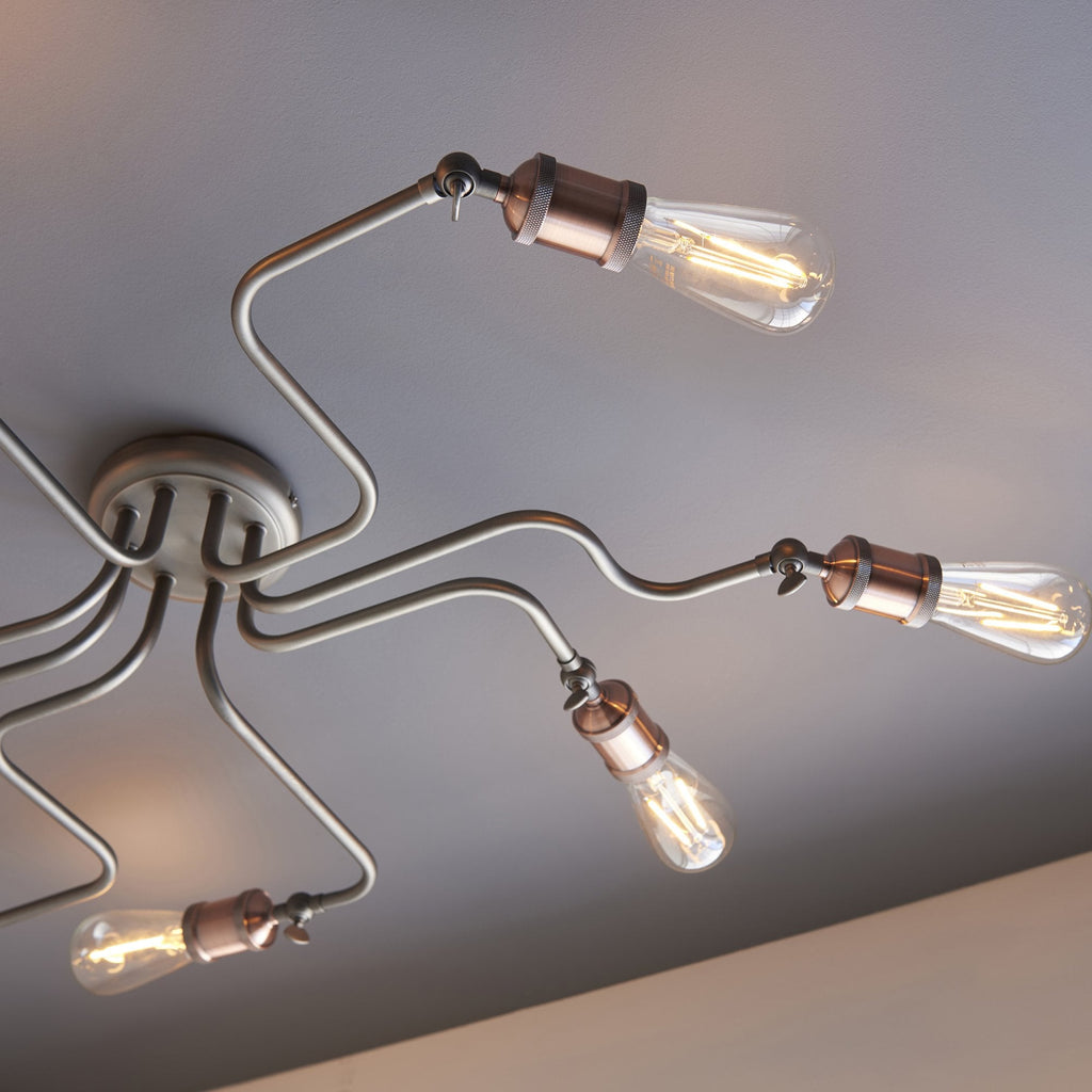 Hal 8 Light Semi Flush Ceiling  Light Copper Pewter