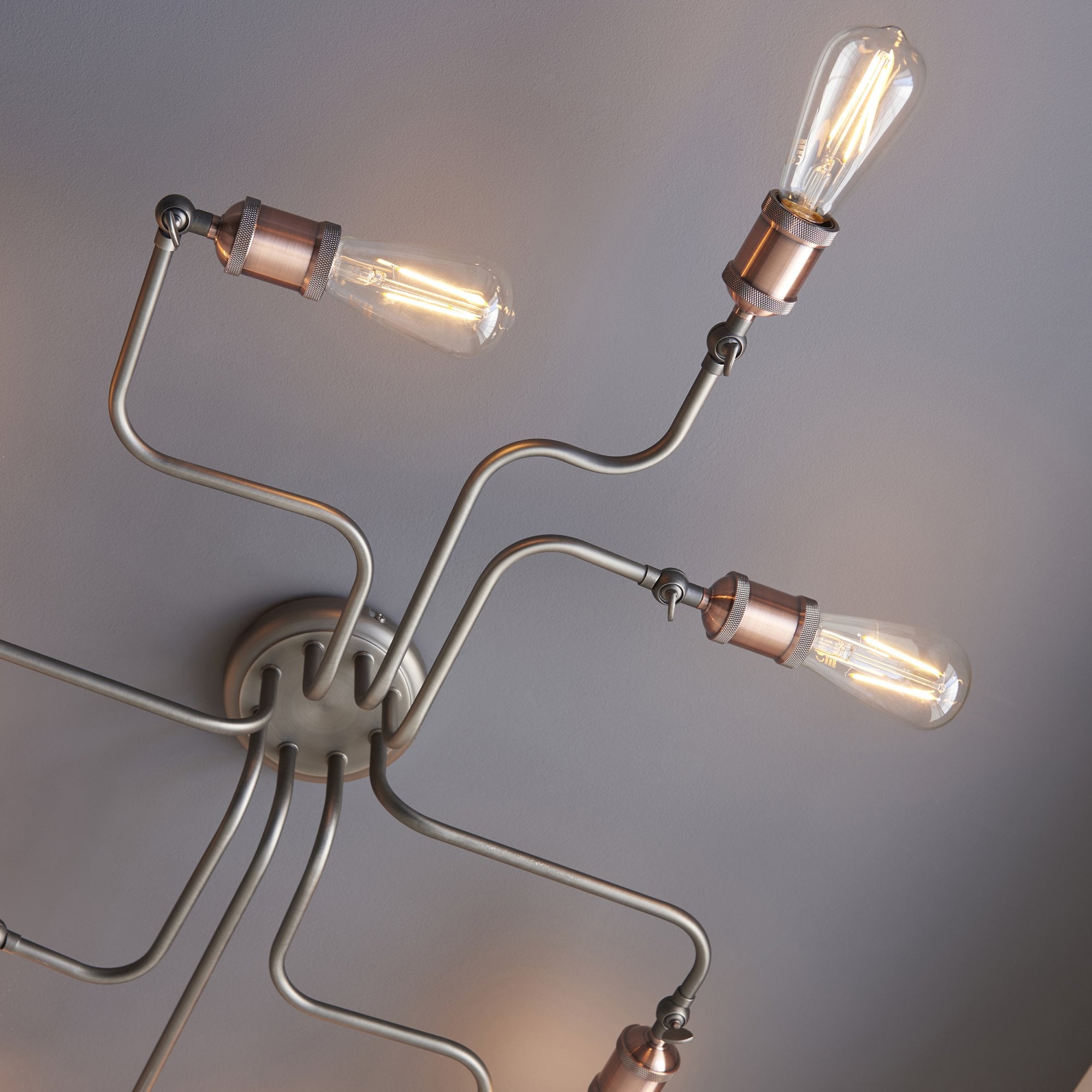 Hal 8 Light Semi Flush Ceiling  Light Copper Pewter