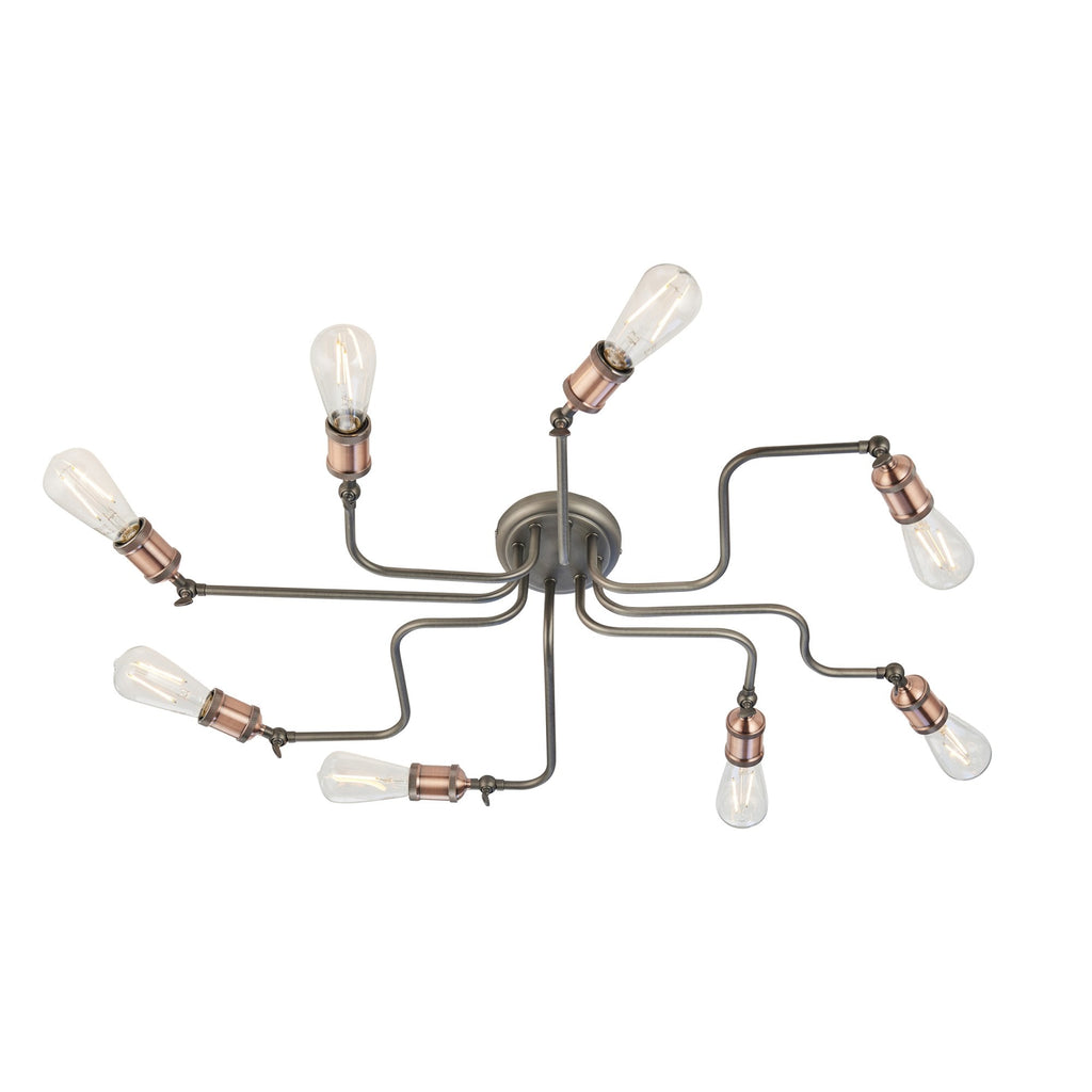 Hal 8 Light Semi Flush Ceiling  Light Copper Pewter