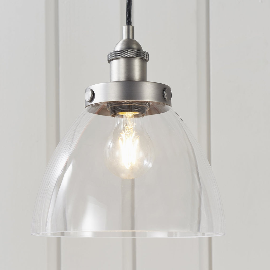 91738 Hansen 1 Light Pendant Silver Clear