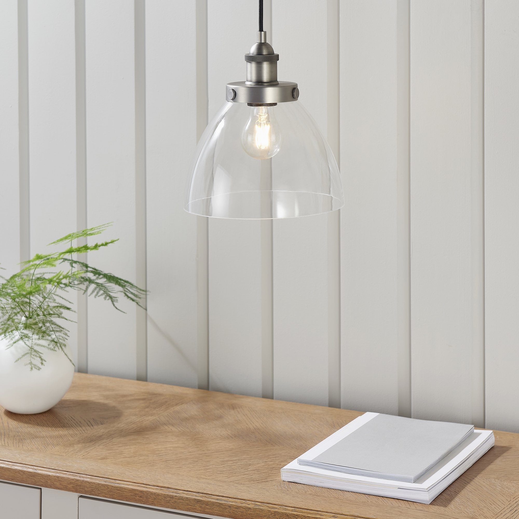 Hansen 1 Light Pendant Silver Clear