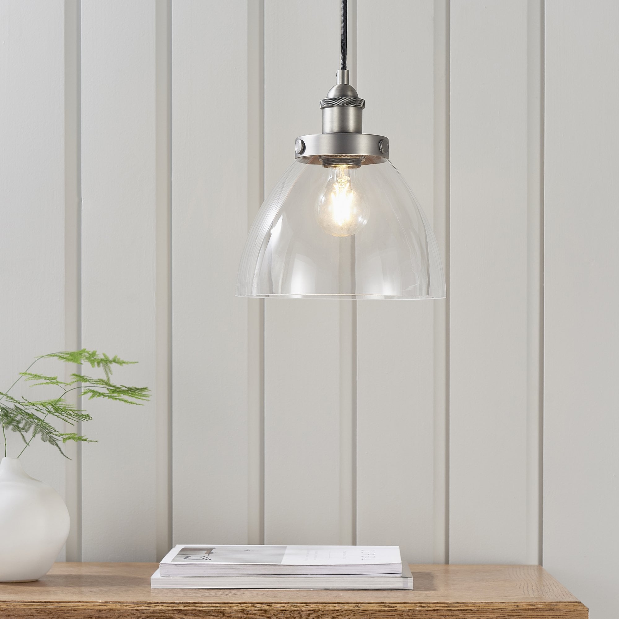 Hansen 1 Light Pendant Silver Clear