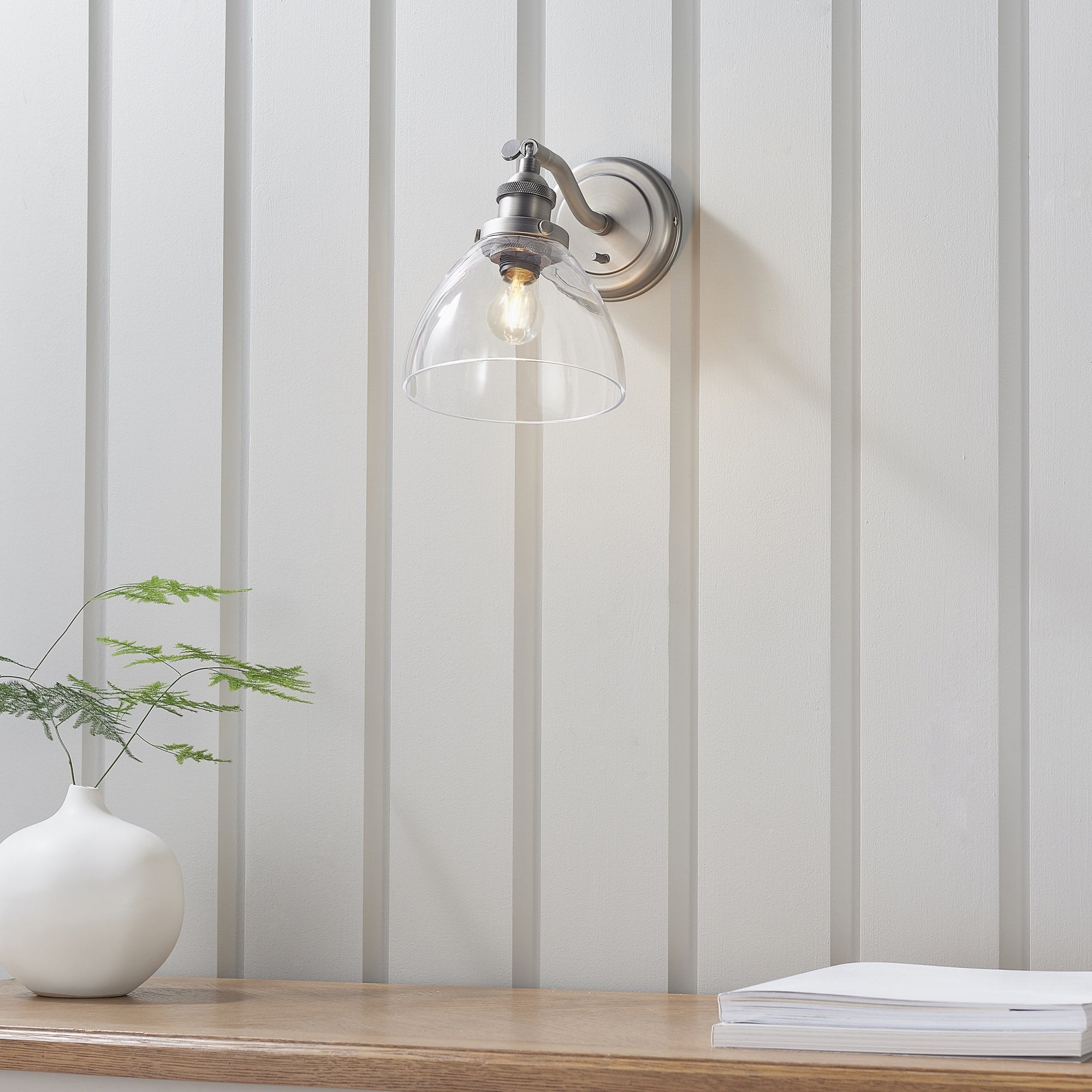 91739 Hansen 1 Light Wall Light Silver Clear