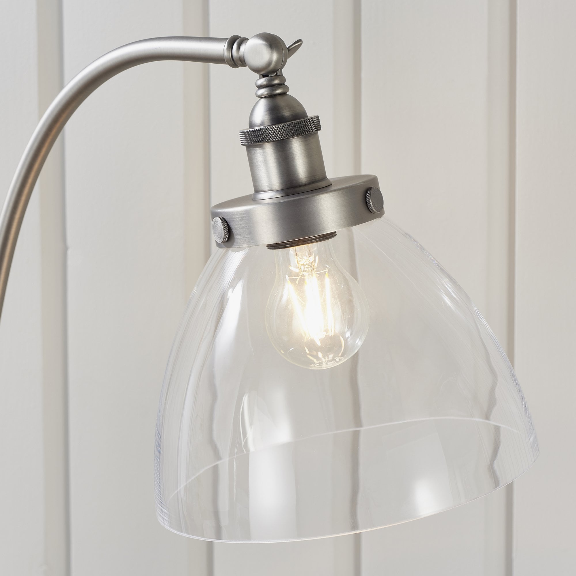 91741 Hansen 1 Light Floor Lamp Silver Clear