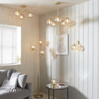 91968 Dimple 3 Light Semi Flush Ceiling Light Brass Champagne