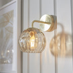 91970 Dimple 1 Light Wall Light Brass Champagne
