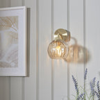 91970 Dimple 1 Light Wall Light Brass Champagne