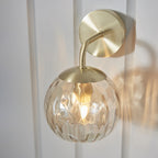 91970 Dimple 1 Light Wall Light Brass Champagne