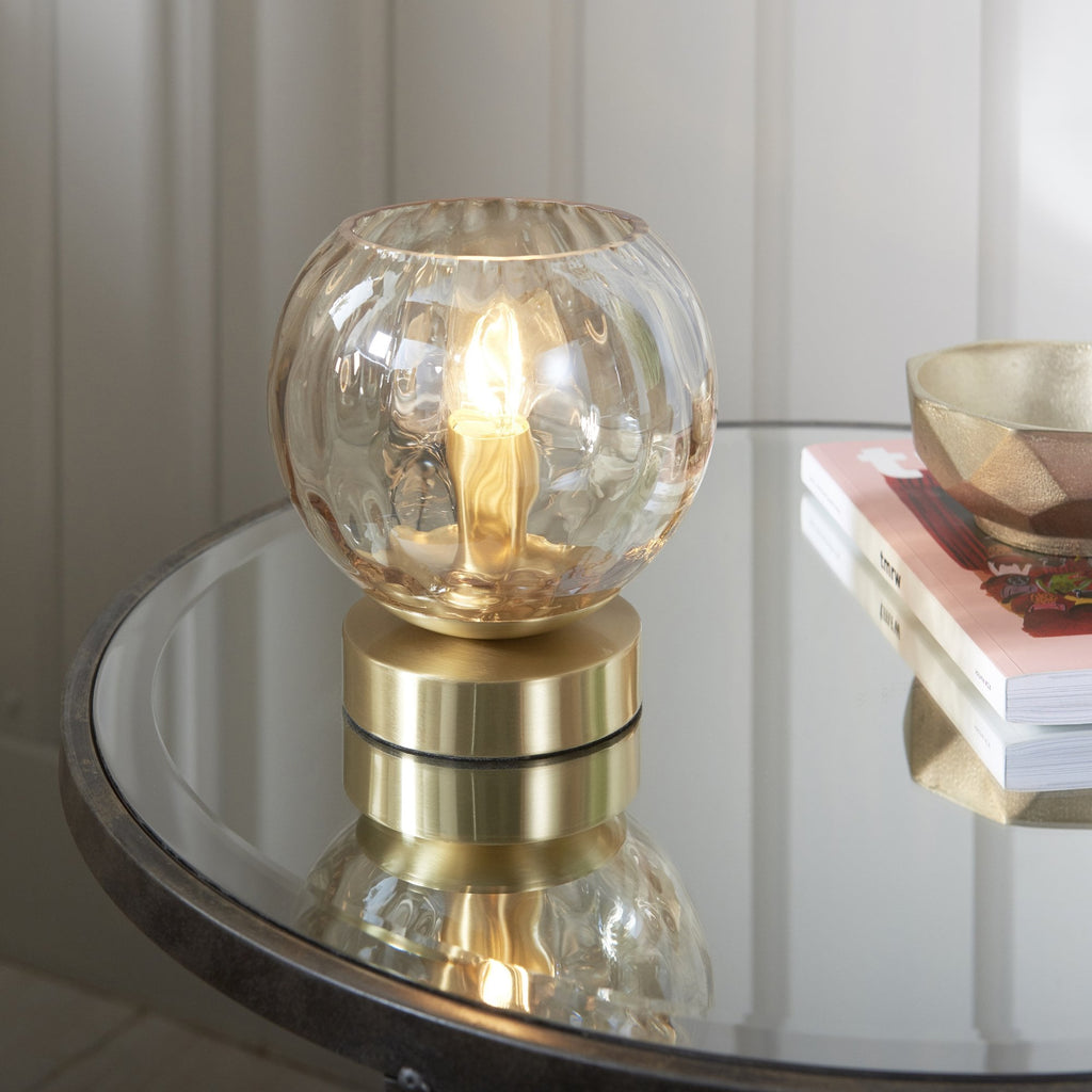 91973 Dimple 1 Light Table Lamp Brass Champagne