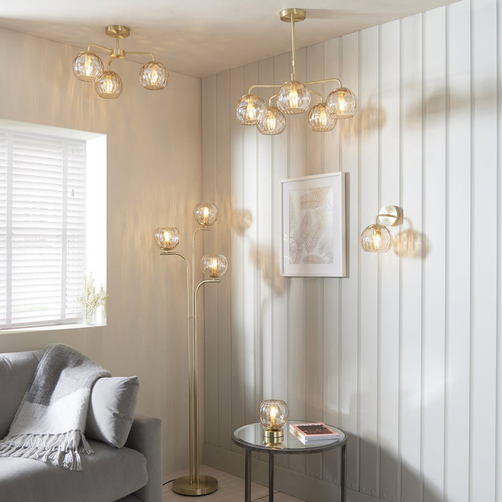 91973 Dimple 1 Light Table Lamp Brass Champagne