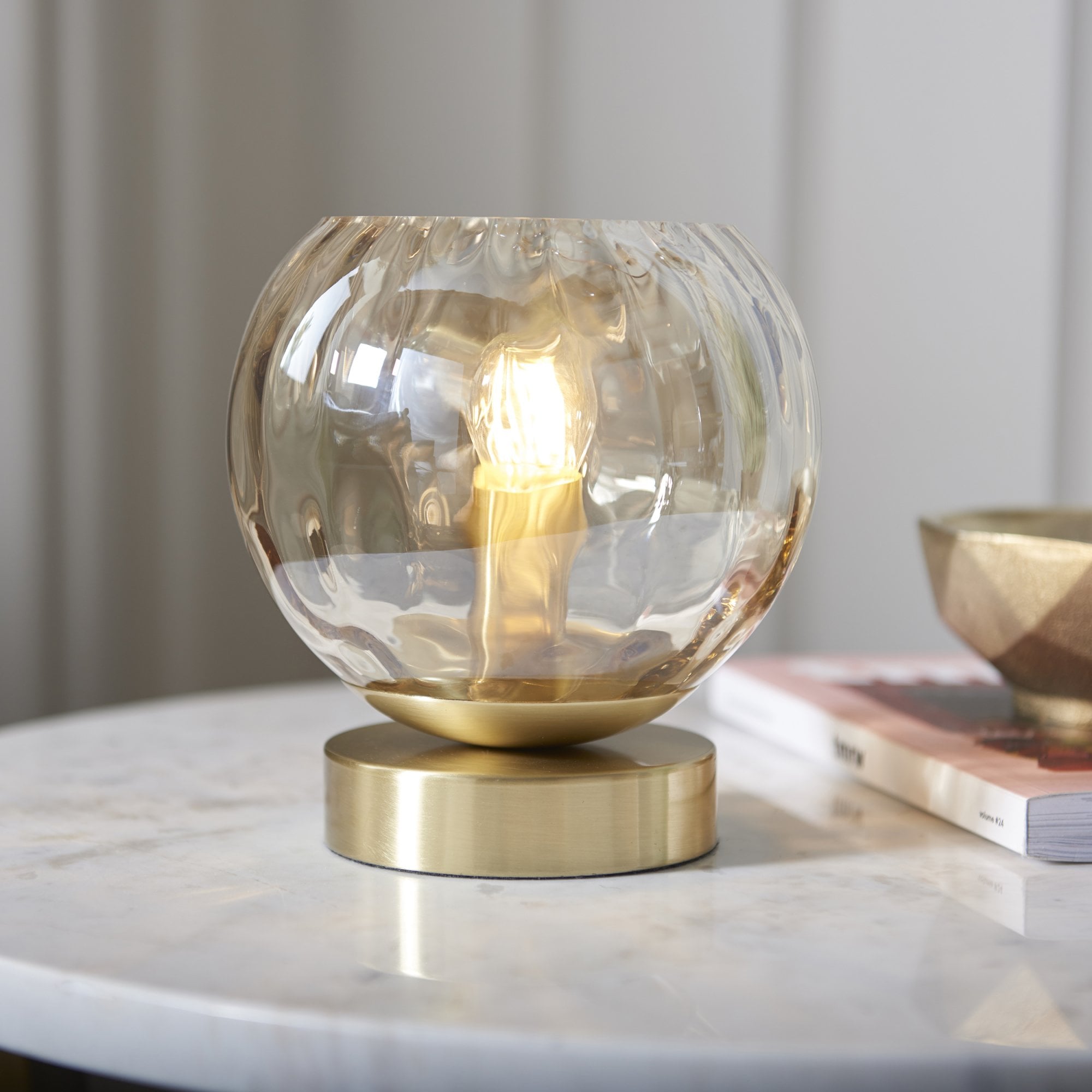 91973 Dimple 1 Light Table Lamp Brass Champagne