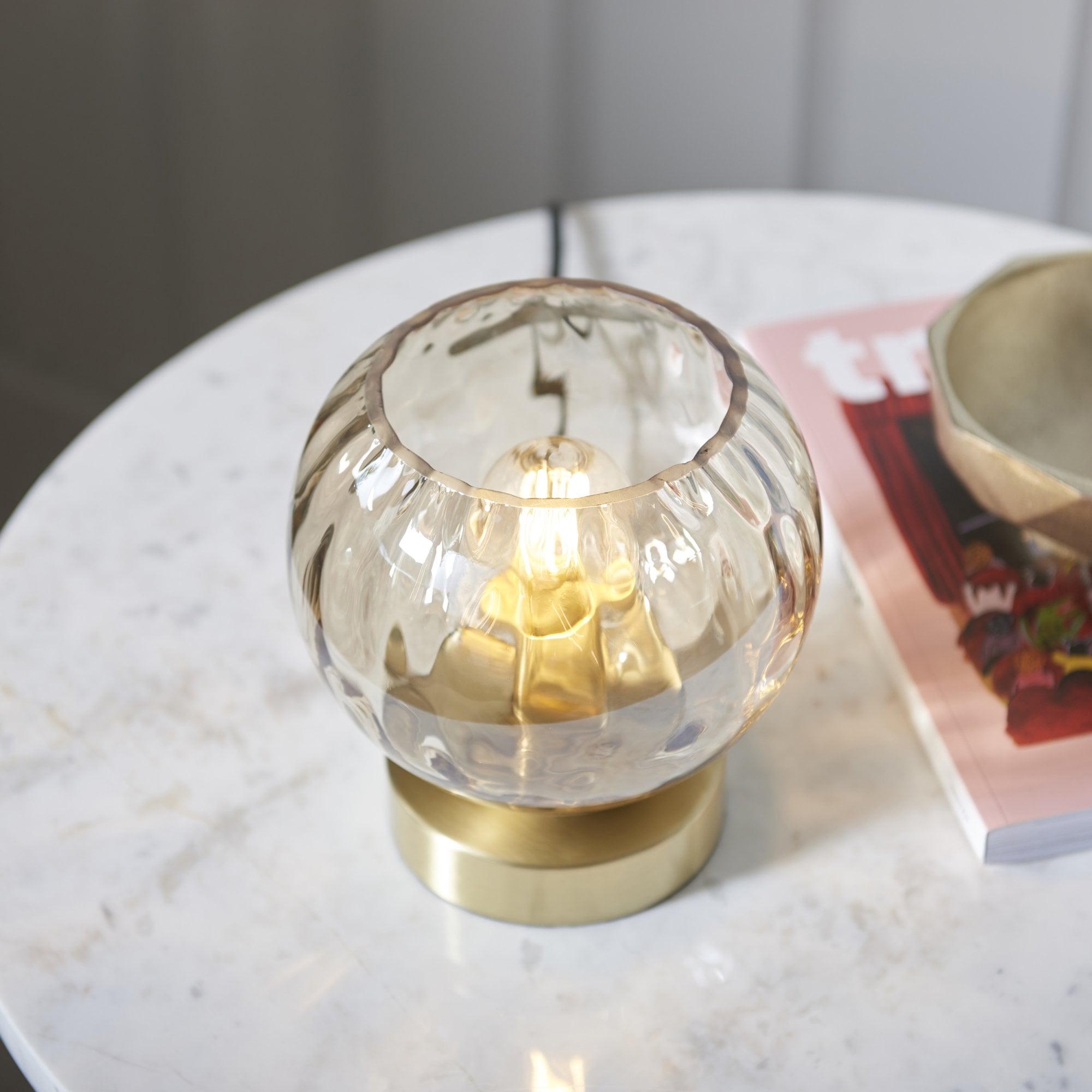 91973 Dimple 1 Light Table Lamp Brass Champagne