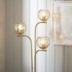 91974 Dimple 3 Light Floor Lamp Brass Champagne