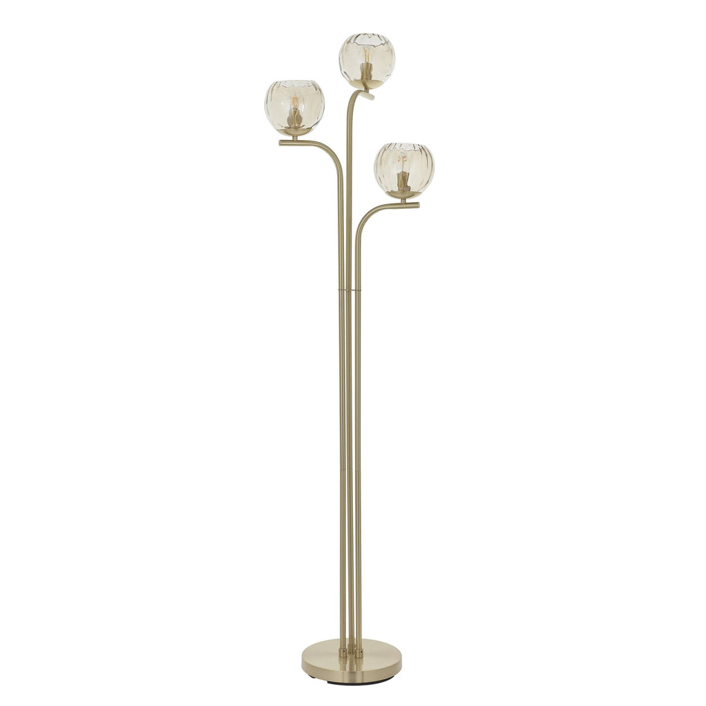 91974 Dimple 3 Light Floor Lamp Brass Champagne