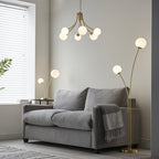 92219 Bloom 2 Light Floor Lamp Brass Opal