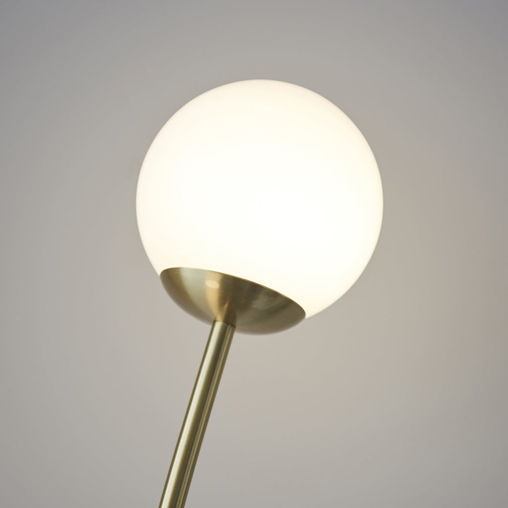 92219 Bloom 2 Light Floor Lamp Brass Opal