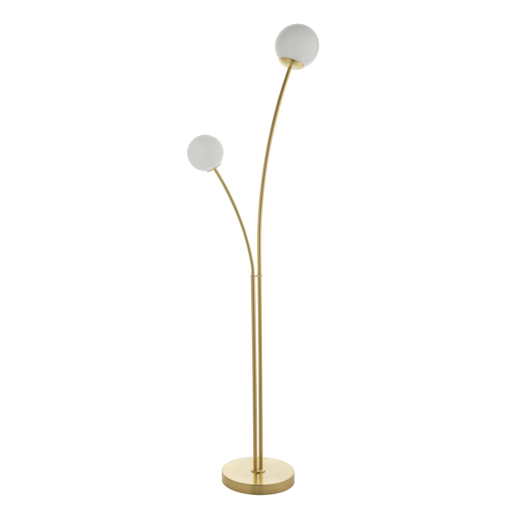 92219 Bloom 2 Light Floor Lamp Brass Opal