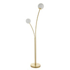 92219 Bloom 2 Light Floor Lamp Brass Opal