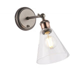 92874 Hal 1 Light Wall Light Pewter Copper Clear
