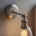 92874 Hal 1 Light Wall Light Pewter Copper Clear