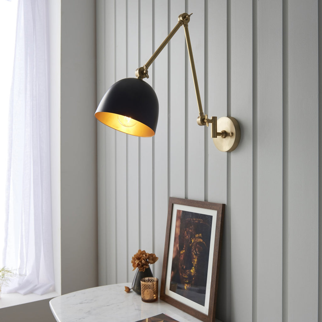 93142 Lehal 1 Light Wall Light Brass Black