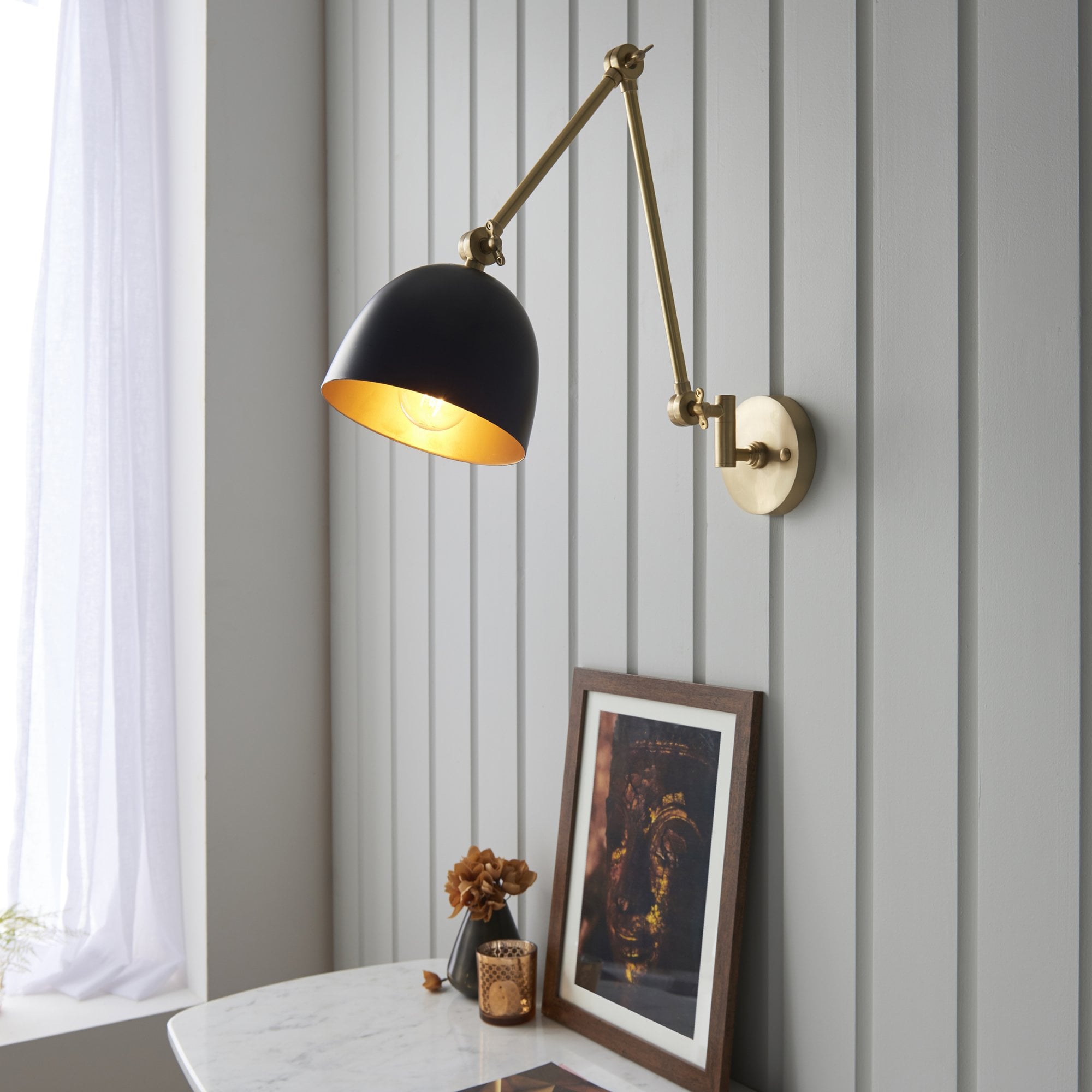 93142 Lehal 1 Light Wall Light Brass Black