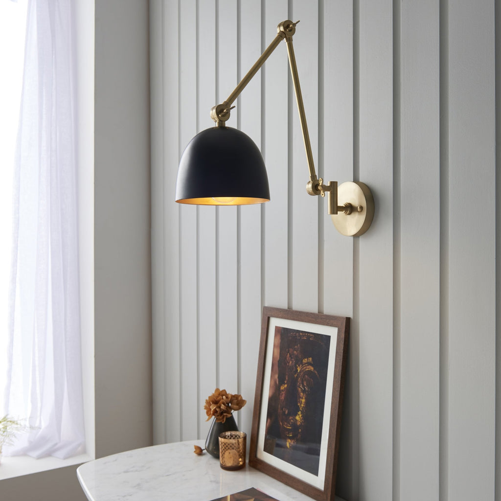 93142 Lehal 1 Light Wall Light Brass Black