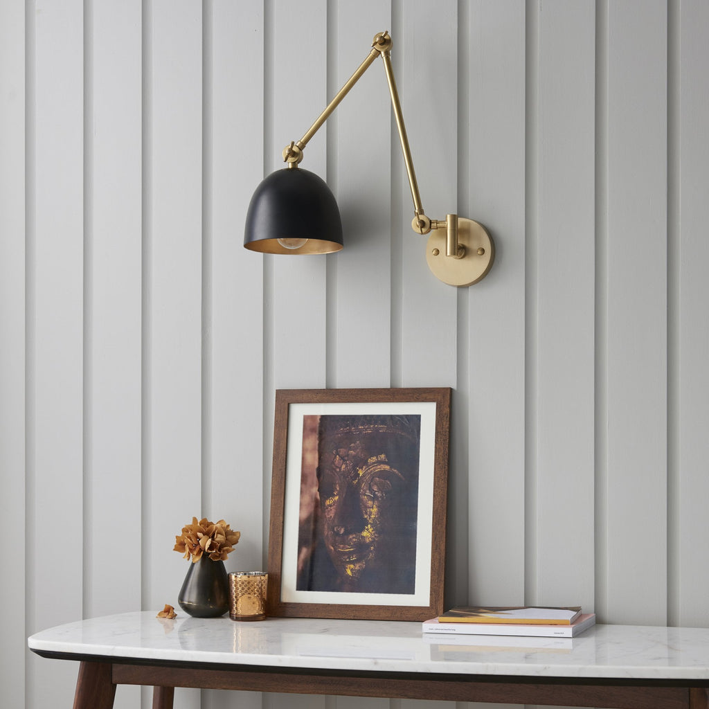 93142 Lehal 1 Light Wall Light Brass Black