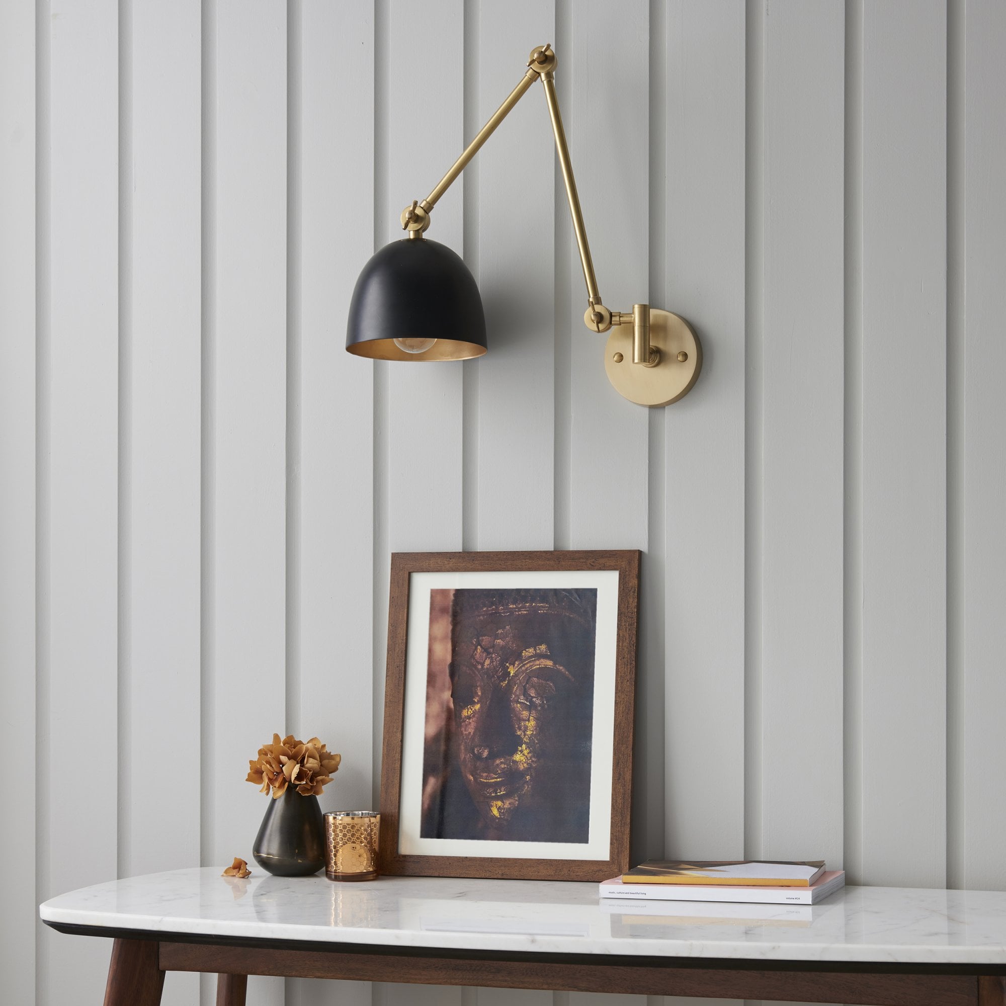 93142 Lehal 1 Light Wall Light Brass Black