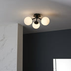 93489 Pulsa 3 Light Bathroom Semi Flush Ceiling Light Black White