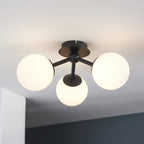 93489 Pulsa 3 Light Bathroom Semi Flush Ceiling Light Black White