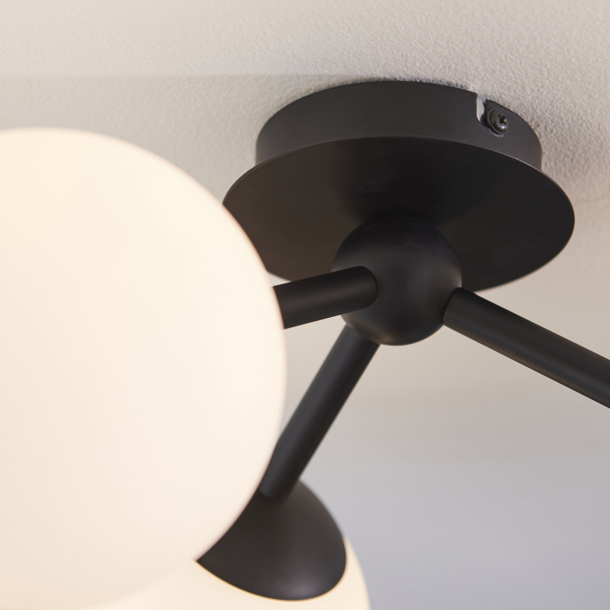 93489 Pulsa 3 Light Bathroom Semi Flush Ceiling Light Black White