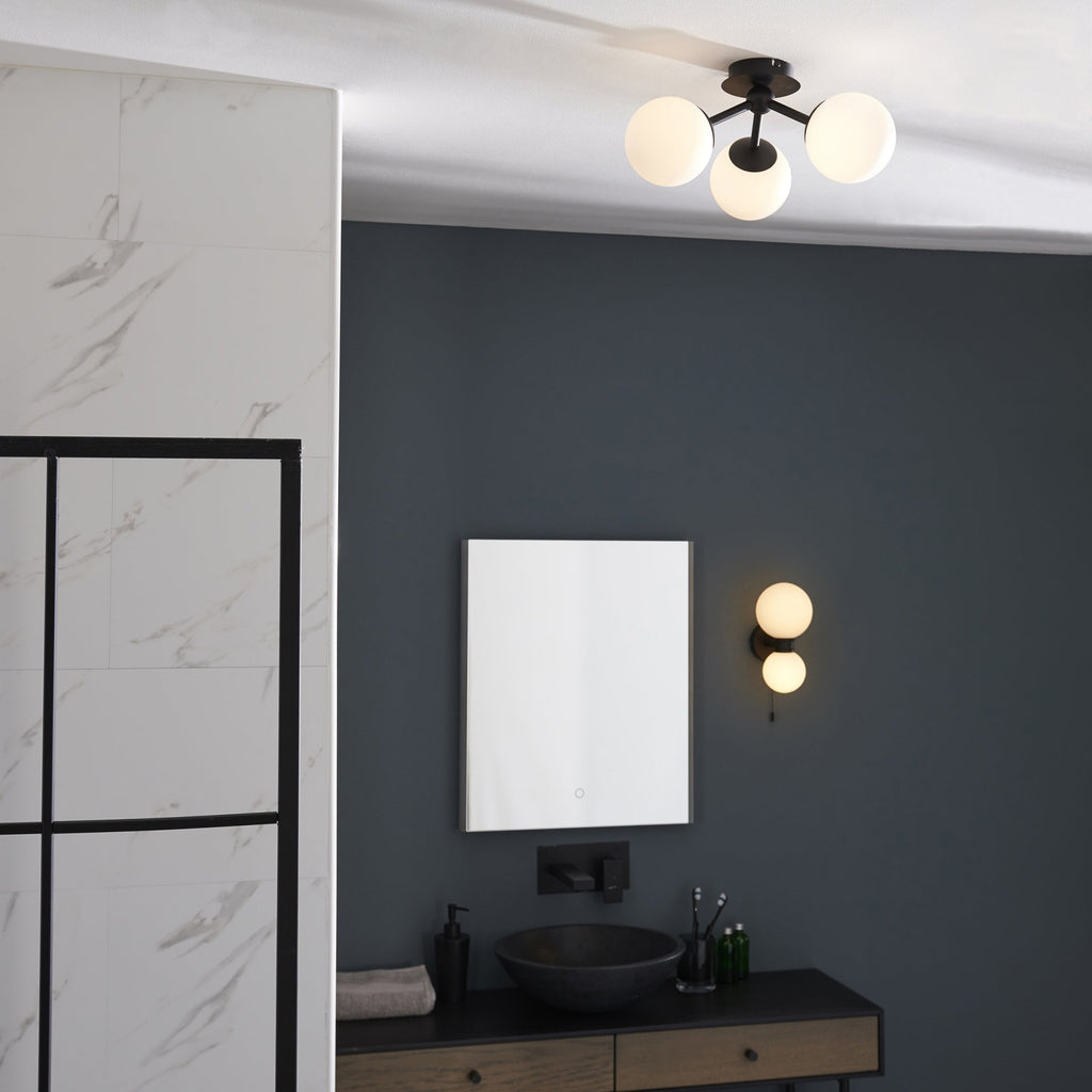 93523 Pulsa 2 Light Bathroom Wall Light Black White (SD)