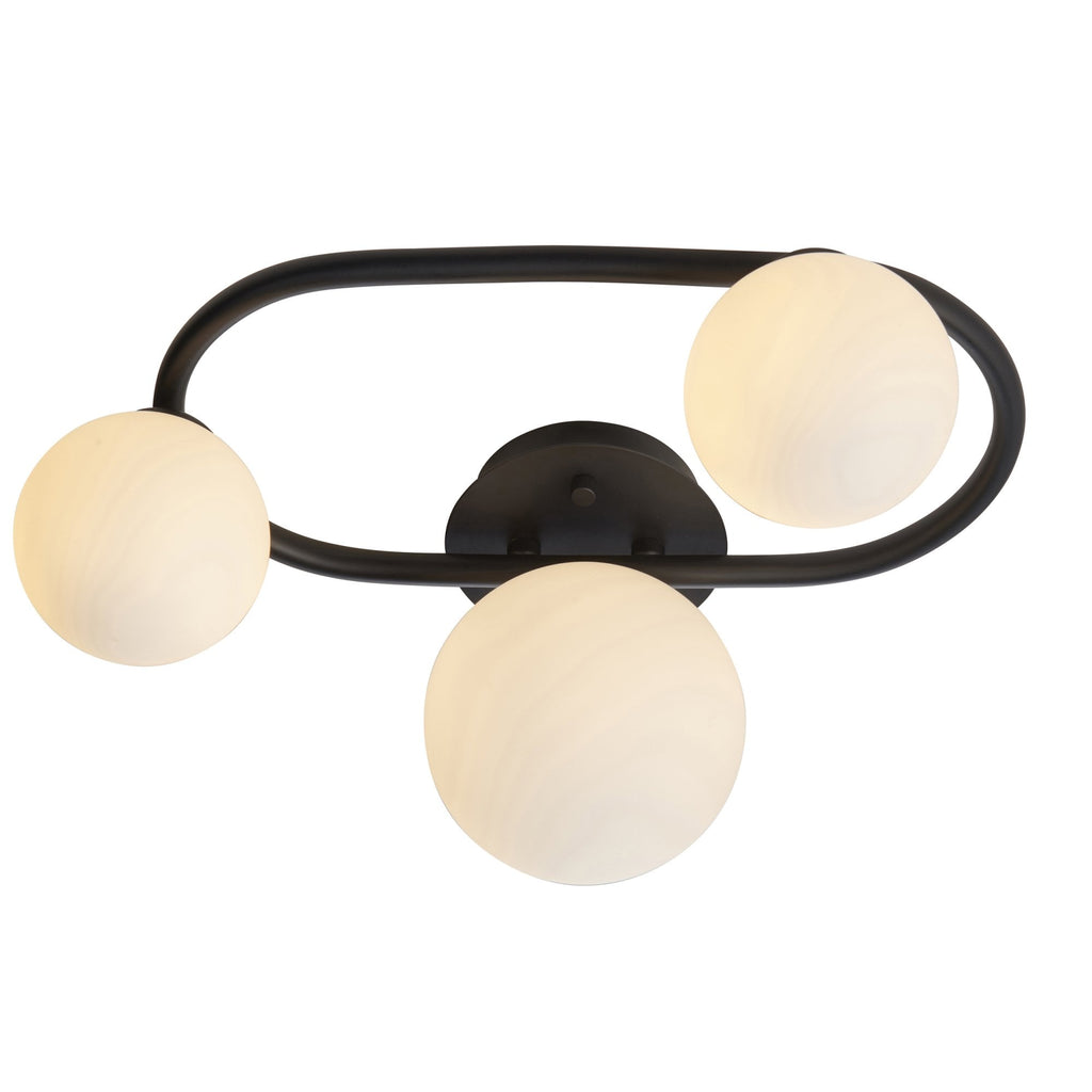 93524 Pulsa 3 Light Bathroom Semi Flush Ceiling Light Black White