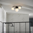 93524 Pulsa 3 Light Bathroom Semi Flush Ceiling Light Black White