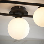 93524 Pulsa 3 Light Bathroom Semi Flush Ceiling Light Black White