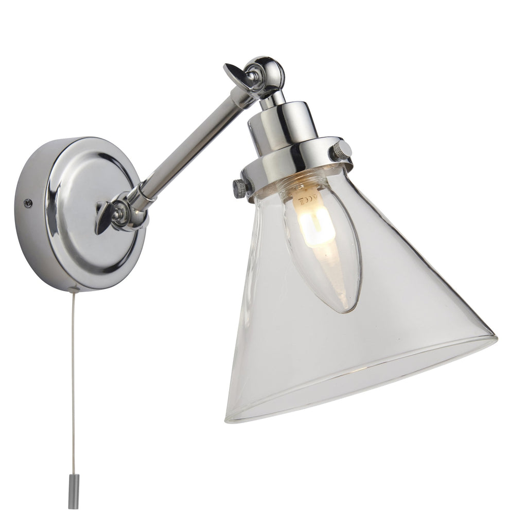 93853 Faraday 1 Light Bathroom Wall Light Chrome Clear